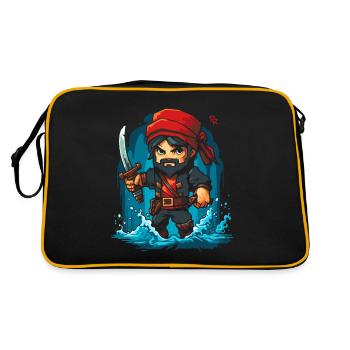Little Cute Pixel Pirate - Retro Bag - black/gold - Back