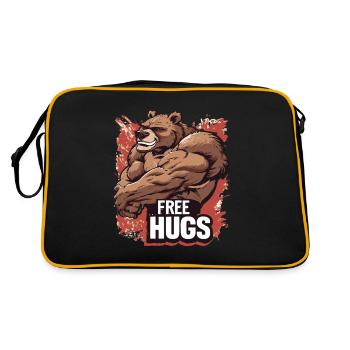Bodybuilder Grober Bär - Kostenlose Umarmungen - Retro Tasche - Schwarz/Gold - Hinten