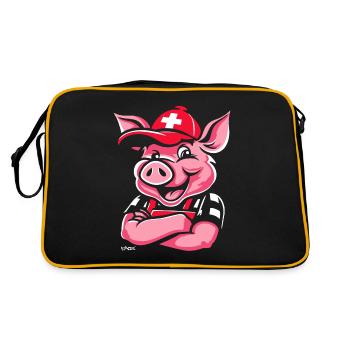 Drapeau et cochon suisse - Sac Retro - noir/or - Dos
