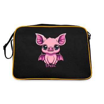 Cute Bat Pig Gargoyle - Retro Bag - black/gold - Back
