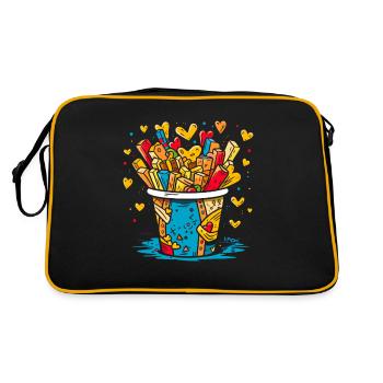 Eimer voller Herzen und Süßigkeiten - Retro Tasche - Schwarz/Gold - Hinten