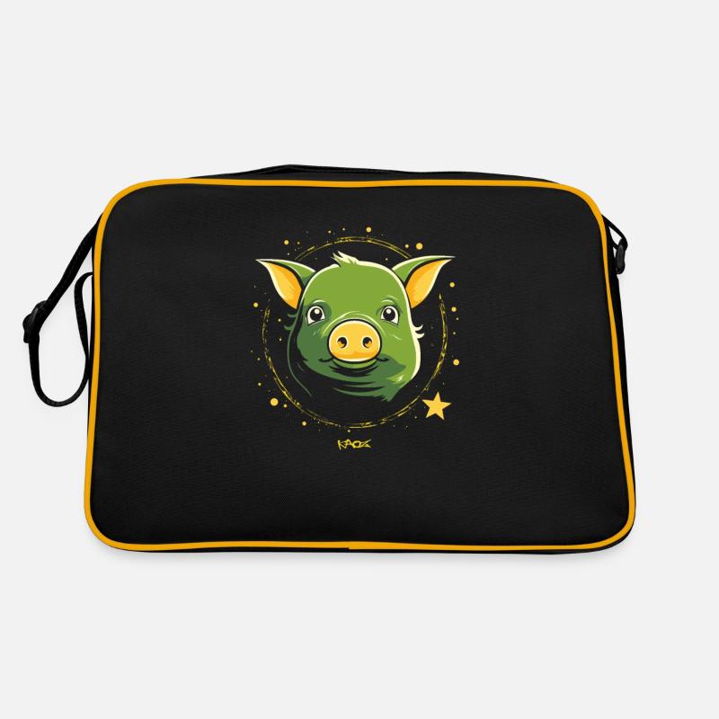 Cochon d'espace vert mignon Sac Retro