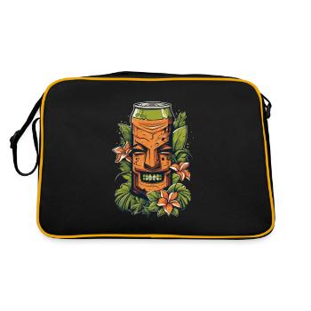 Lächelnder Tiki im Dschungel: Soda Dose - Retro Tasche - Schwarz/Gold - Hinten