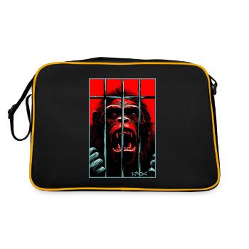 Befreie den Schimpansen Affen - Retro Tasche - Schwarz/Gold - Hinten