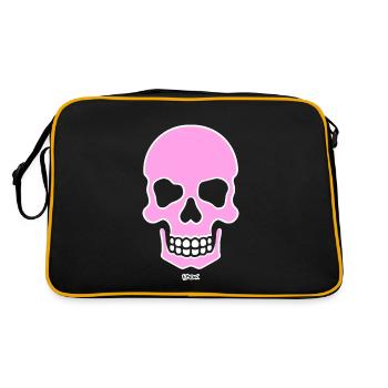 Un crâne rose souriant crâne - Sac Retro - noir/or - Dos
