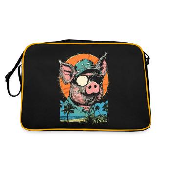 Cochon de vacances d'été plage palmiers - Sac Retro - noir/or - Dos