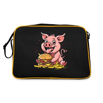 Fast food frites burger cochon - Sac Retro - noir/or - Dos