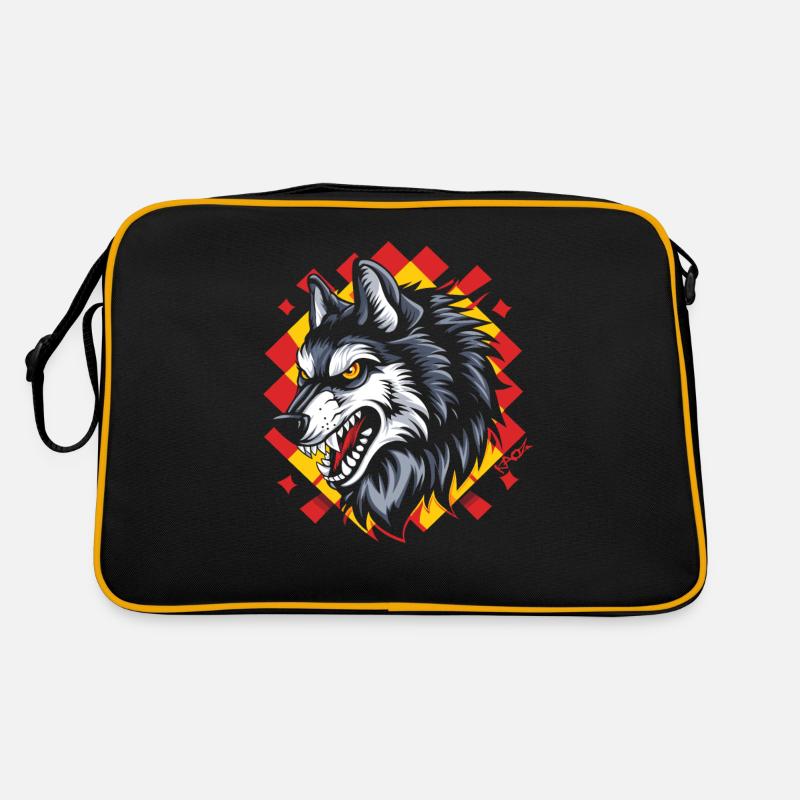 Der große böse karierte Muster Wolf Retro Tasche