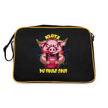 Log on, you lazy pig! Pig Artisan - Retro Bag - black/gold - Back