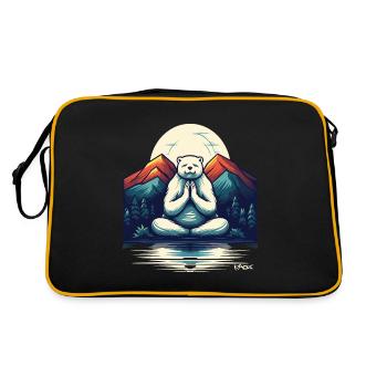 A meditating polar bear in nature - Retro Bag - black/gold - Back