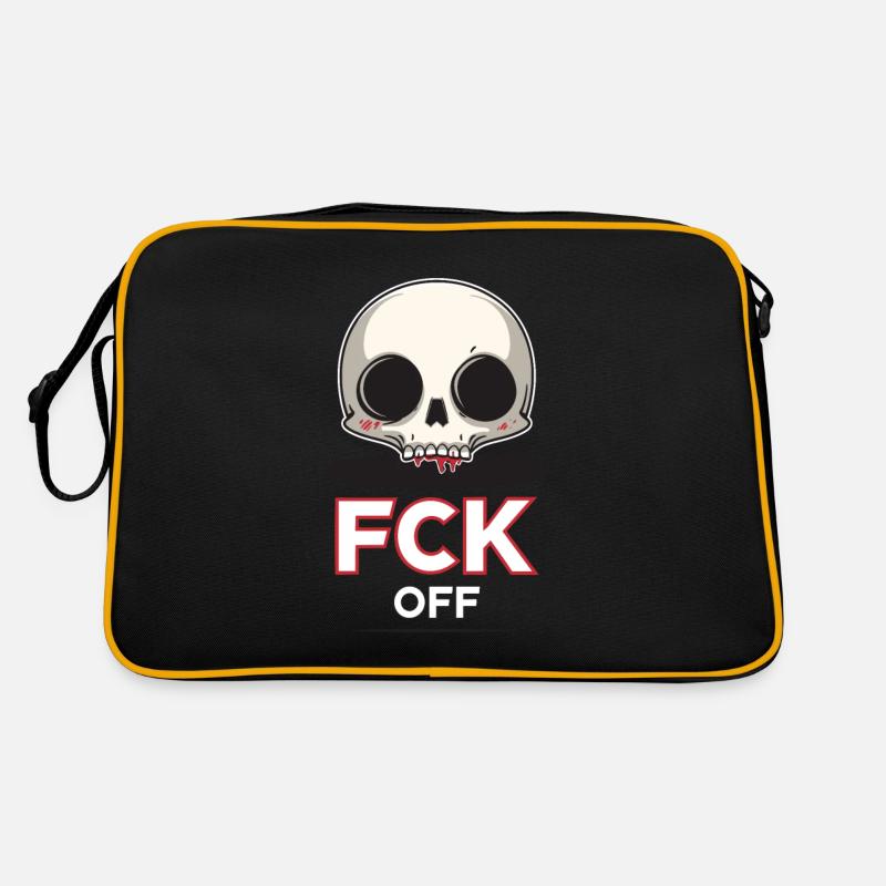 Fck Off, Chibi Cartoon Skull Retro Bag