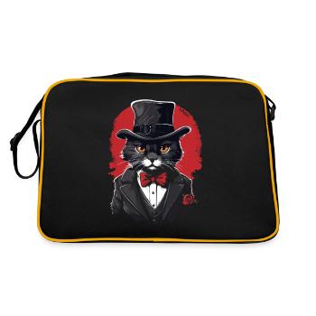 Hat and Suit: An Elegant Cat with a Rose - Retro Bag - black/gold - Back
