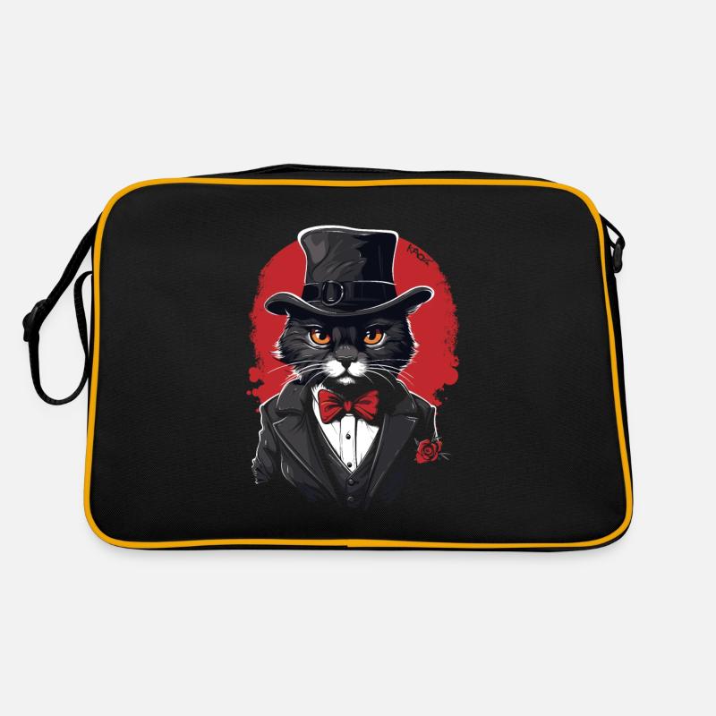 Hat and Suit: An Elegant Cat with a Rose Retro Bag