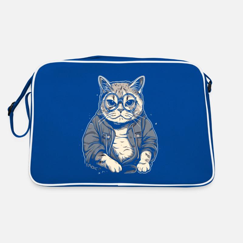 Ältere, intelligente Oma oder Opa Katze mit Brille Retro Tasche