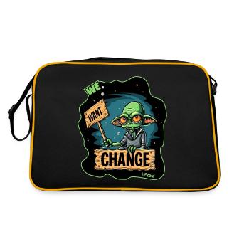 Des extraterrestres verts protestent pour le changement - Sac Retro - noir/or - Dos