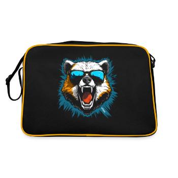 Cool sunglasses and a roaring bear - Retro Bag - black/gold - Back