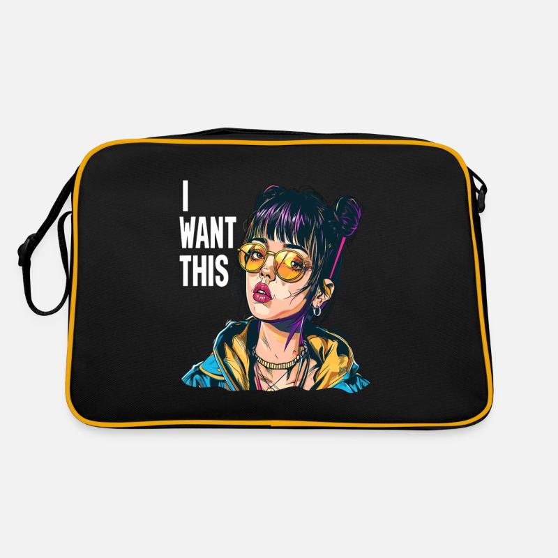 Sportliches cooles Cartoon-Mädchen: Ich will das! Retro Tasche