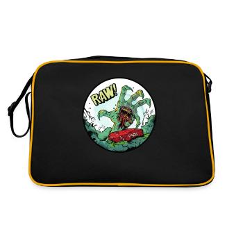 Zombie hand out of the grave with meat - Retro Bag - black/gold - Back