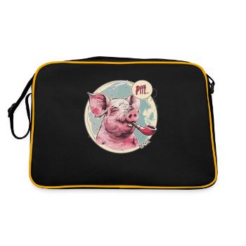 Entspanntes, cooles Schwein und Pfeife - Retro Tasche - Schwarz/Gold - Hinten