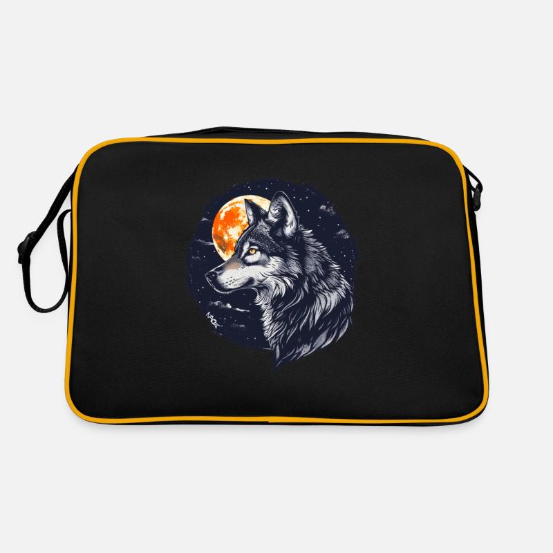 Wolf and full moon Retro Bag