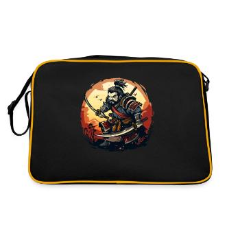 Lustiger und cooler japanischer Samurai - Retro Tasche - Schwarz/Gold - Hinten