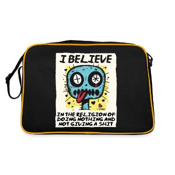 Religiöser Gläubiger im Nichtstun - Retro Tasche - Schwarz/Gold - Hinten