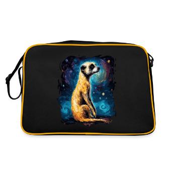 The sky is starry and a meerkat - Retro Bag - black/gold - Back