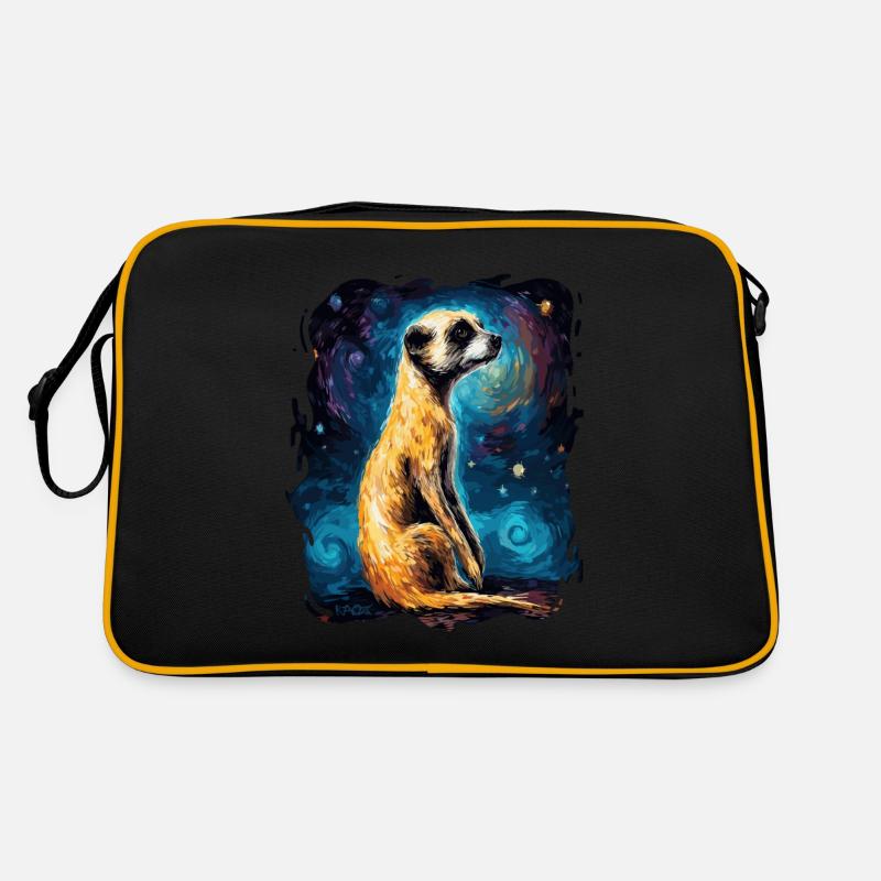 Der Himmel ist sternenklar und ein Erdmännchen Retro Tasche