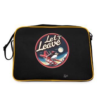 Flying funny penguin in the snow, get away from here - Retro Bag - black/gold - Back