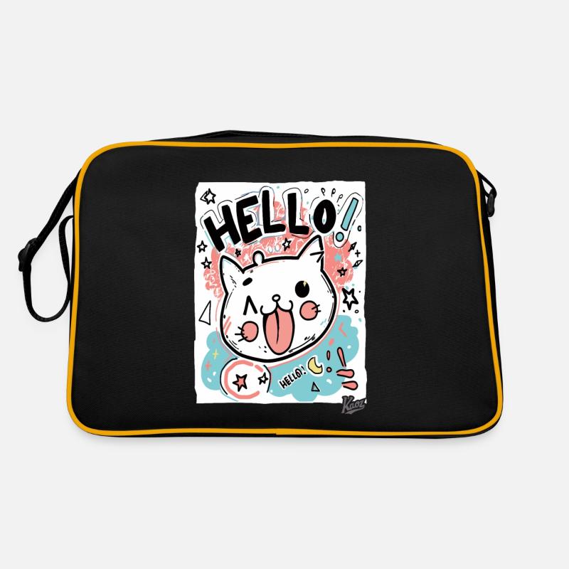 Mignon petit chat blanc dit bonjour Sac Retro