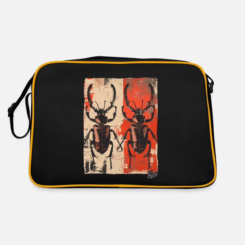 Zwillinge der Dicken Hirschkäfer - Retro Tasche - Schwarz/Gold