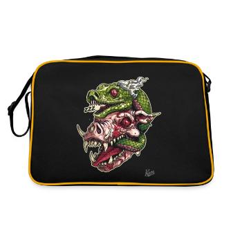 Zombie Pig Head Snake Skull - Retro Bag - black/gold - Back