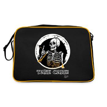 Skeleton Skull Council: Watch out! - Retro Bag - black/gold - Back