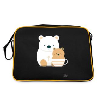 Big Bear and Little Bear in a Coffee Cup - Retro Bag - black/gold - Back