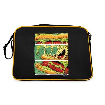 Planches BD : Saucisse monstre au fromage dans un petit pain - Sac Retro - noir/or - Dos