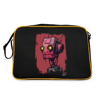 Robot de ferraille rouge triste - Sac Retro - noir/or - Dos