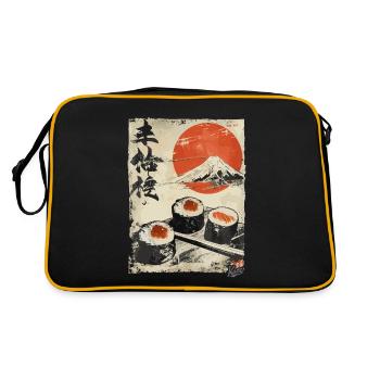 Le mont Fuji et de délicieux sushis - Sac Retro - noir/or - Dos