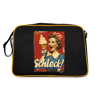 Fröhliche 1950er-Hausfrau mit Eiscreme – Schleck! - Retro Tasche - Schwarz/Gold - Hinten