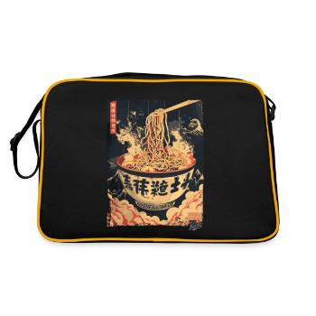 Retro Vintage Poster für leckere Nudel-Ramen - Retro Tasche - Schwarz/Gold - Hinten
