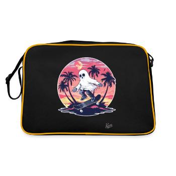 Skateboard fahrender v-Geister - Retro Tasche - Schwarz/Gold - Hinten