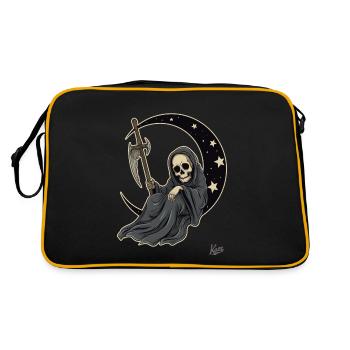 Little cute Grim Reaper sleeping on the moon - Retro Bag - black/gold - Back