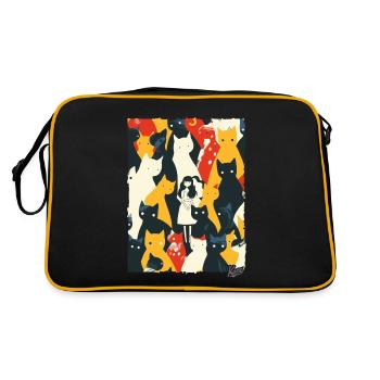 Lady Abstract Art with Cats - Retro Bag - black/gold - Back