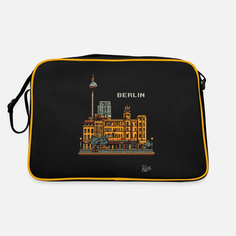 Pixel Berlin - Retro Tasche - Schwarz/Gold