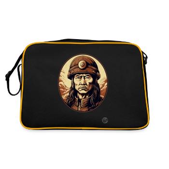 Mongole Kublai Khan: Mongolisches Erbe - Retro Tasche - Schwarz/Gold - Hinten