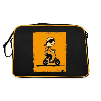 Tortue de dessin animé drôle sur scooter - Sac Retro - noir/or - Dos
