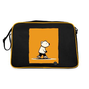 Petit ours polaire sur des patins - Sac Retro - noir/or - Dos