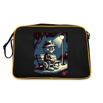 Une nuit au parc et un chat mélancolique - Sac Retro - noir/or - Dos