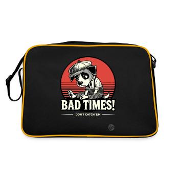 Bad Times, triste chien de dessin animé rétro vintage - Sac Retro - noir/or - Dos