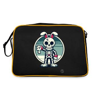 Lapin squelette effrayant avec les pouces vers le bas - Sac Retro - noir/or - Dos