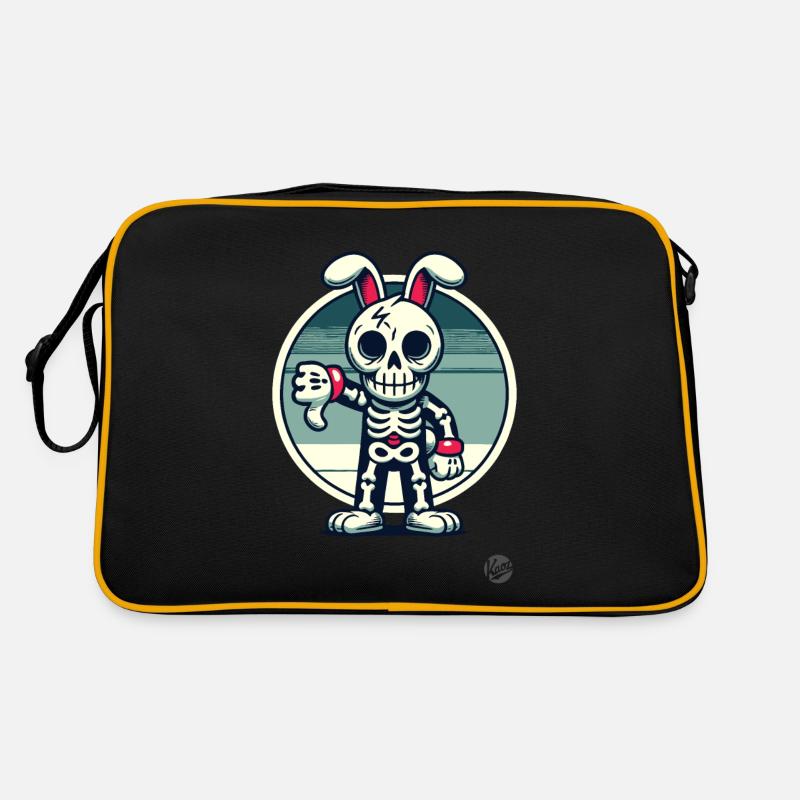 Lapin squelette effrayant avec les pouces vers le bas Sac Retro